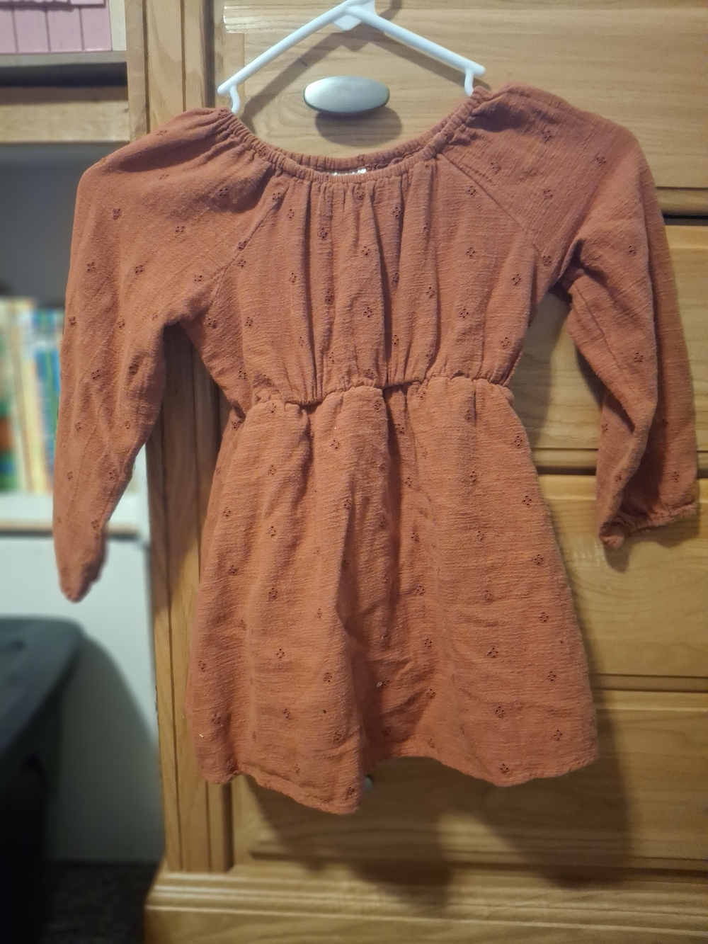 Cat & Jack Girls' Long Sleeve Knit Dress - Rust